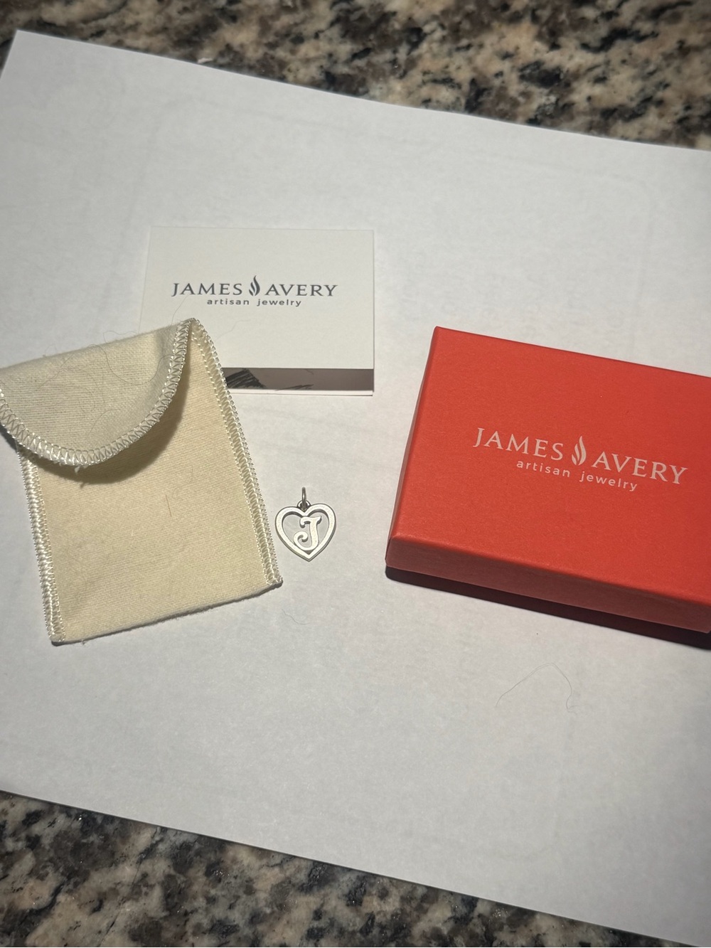 Avery Silver Heart Initial J Pendant - Silver